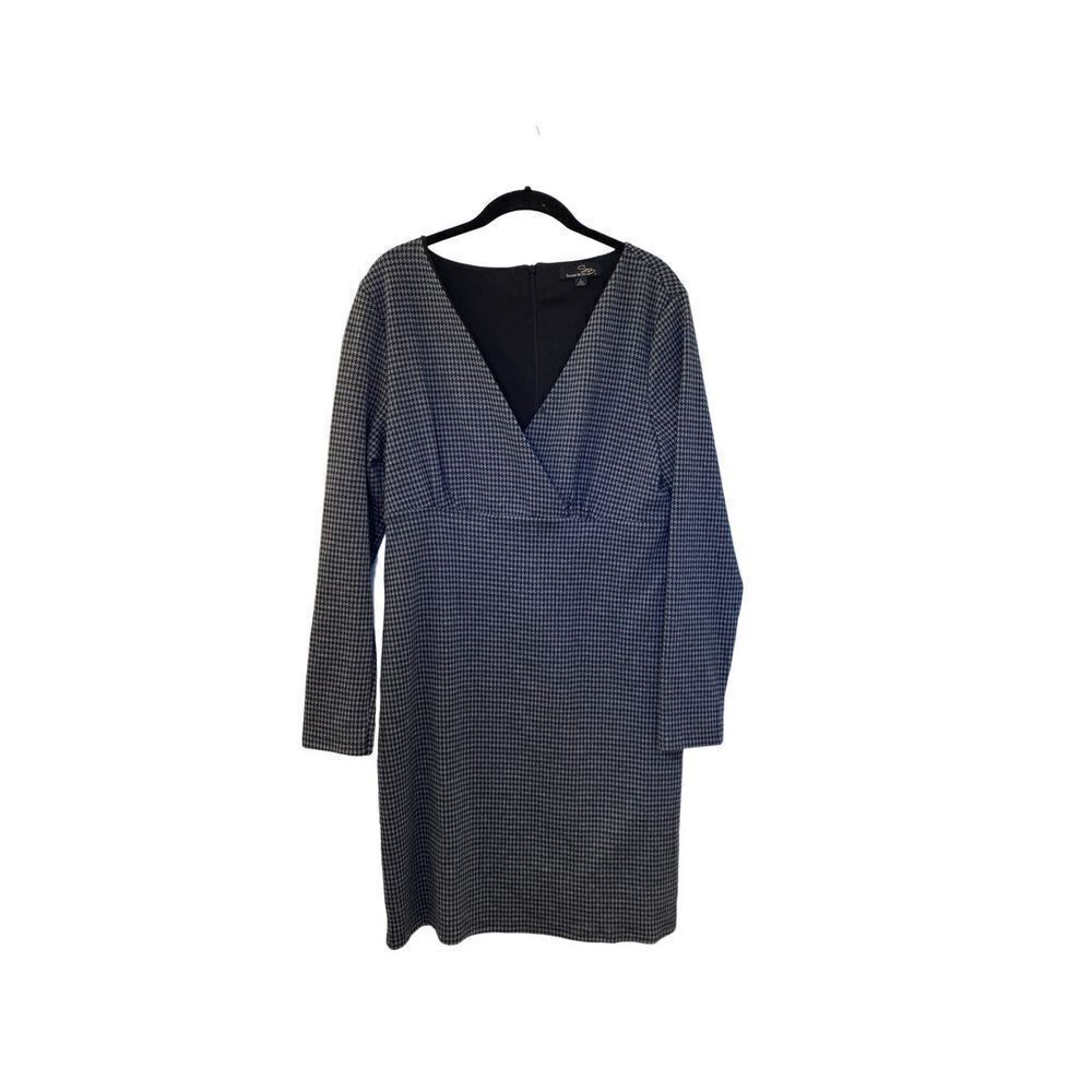 Susan Betro houndstooth gray and black fully lined front cross dress size large